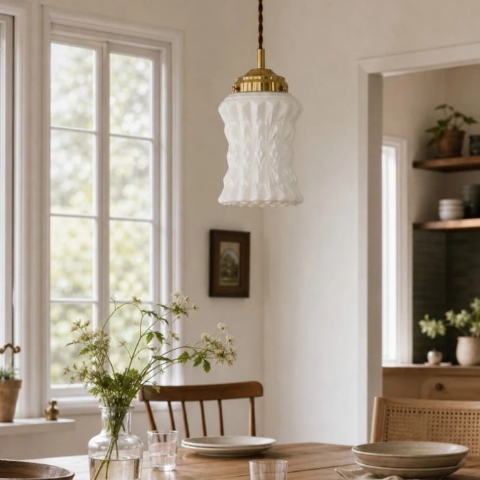 Lampada a sospensione moderna in vetro opalino per sala da pranzo e isola cucina HL3674