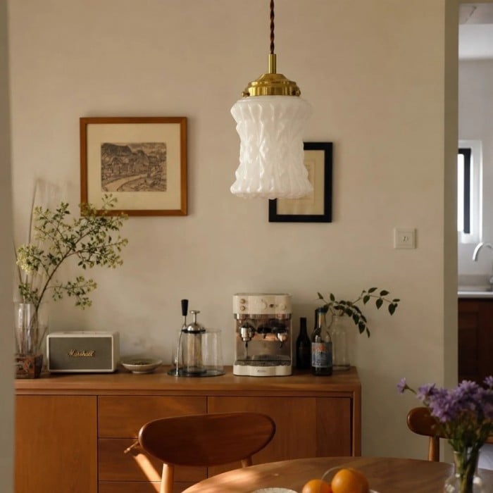 Lampada a sospensione moderna in vetro opalino per sala da pranzo e isola cucina HL3674