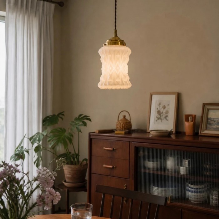 Lampada a sospensione moderna in vetro opalino per sala da pranzo e isola cucina HL3674