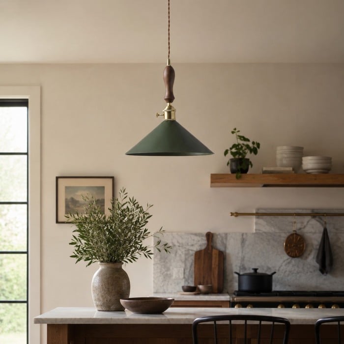Moderne minimalistische hanglamp met leren kap HL3672