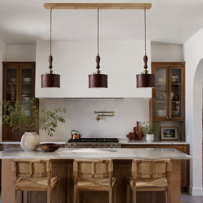 Moderne minimalistische hanglamp met leren kap HL3672