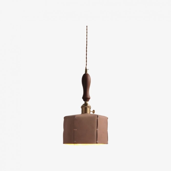 Moderne minimalistische hanglamp met leren kap HL3672