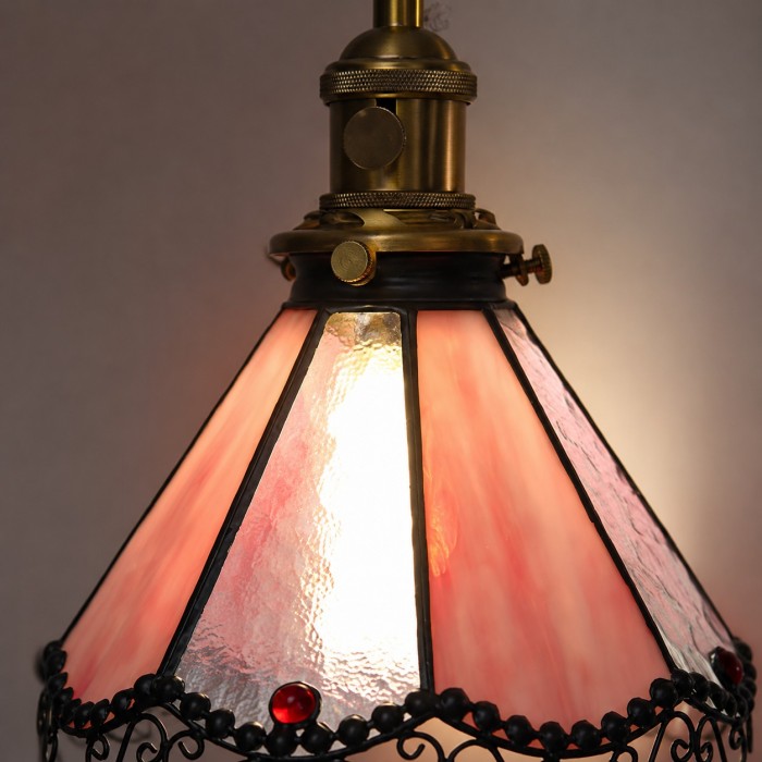 Meerkleurige hanglamp van gebrandschilderd glas HL3798