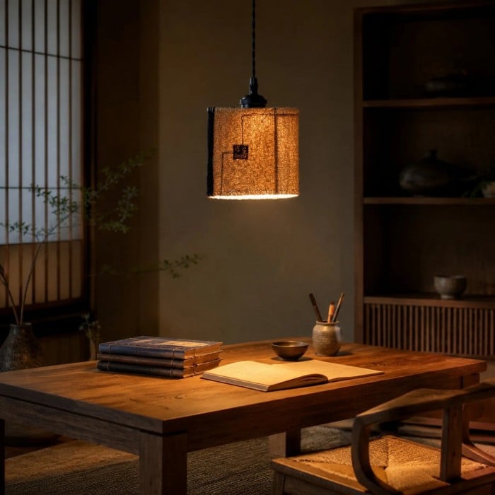 Hanglamp van natuurlijk loofahhout, geweven in Wabi Sabi-stijl, patchwork, HL3904