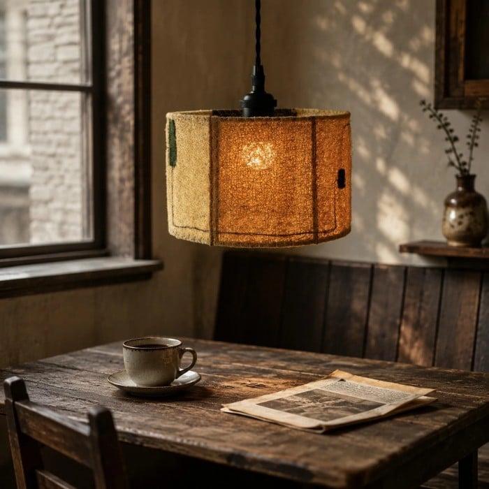 Hanglamp van natuurlijk loofahhout, geweven in Wabi Sabi-stijl, patchwork, HL3904