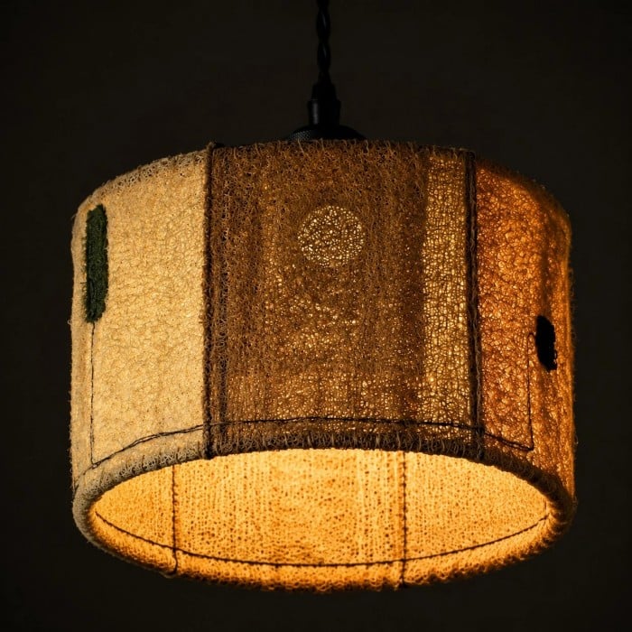 Hanglamp van natuurlijk loofahhout, geweven in Wabi Sabi-stijl, patchwork, HL3904