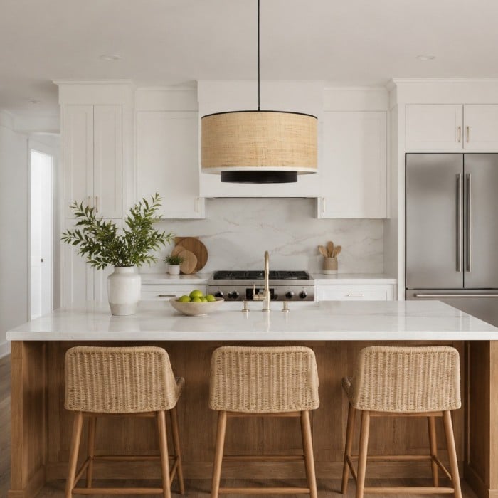 Natural Wabi Sabi Raffia Grass Pendant Light for Dining Room HL3663
