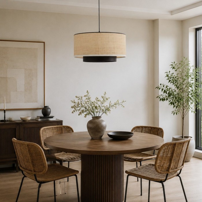 Natural Wabi Sabi Raffia Grass Pendant Light for Dining Room HL3663