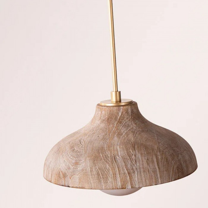 Pendelleuchte aus natürlichem Wabi-Sabi-Holz und Glas HL3633
