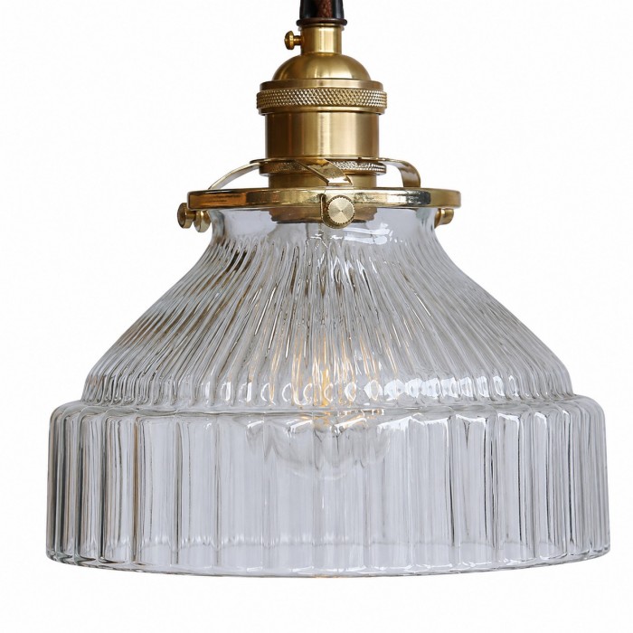 Lampada a sospensione minimalista nordica in ottone e vetro - Luce trasparente HL4046