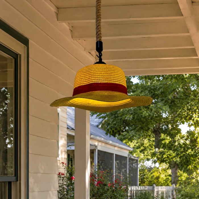 Lámpara colgante con forma de sombrero de paja (modelo HL3913)