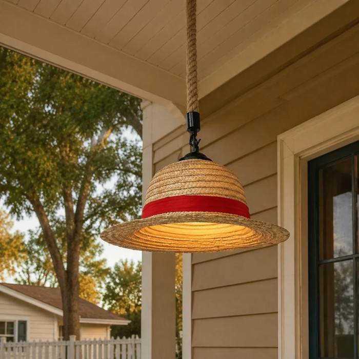 Lámpara colgante con forma de sombrero de paja (modelo HL3913)