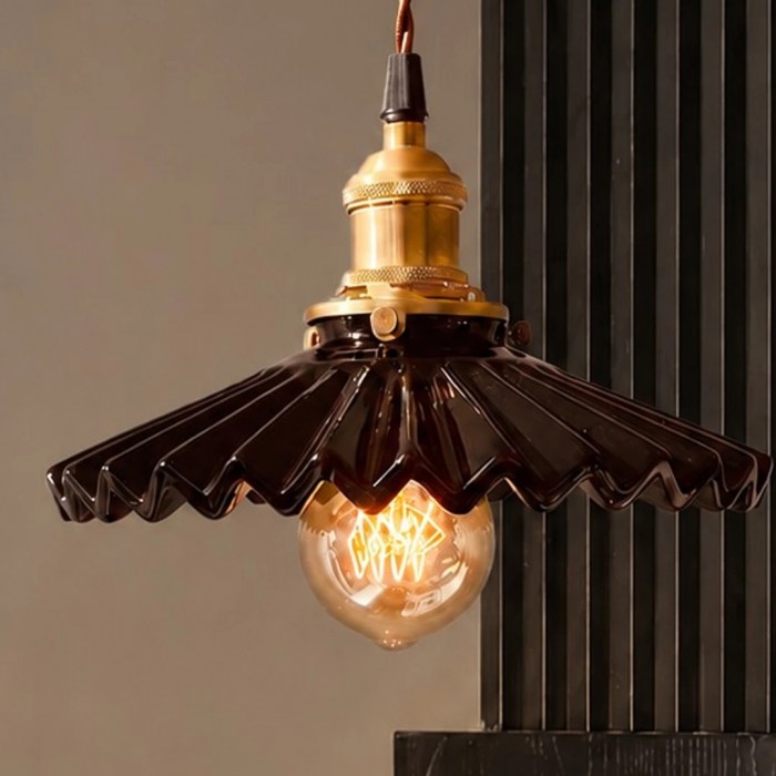 Plisowana ceramiczna lampa wisząca HL3643