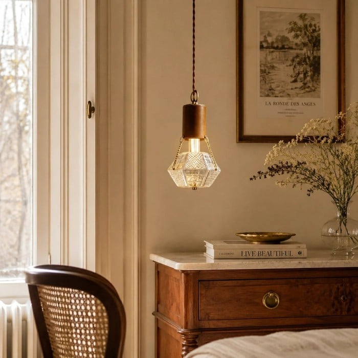 Prismatic French Leather Pendant Light HL3701