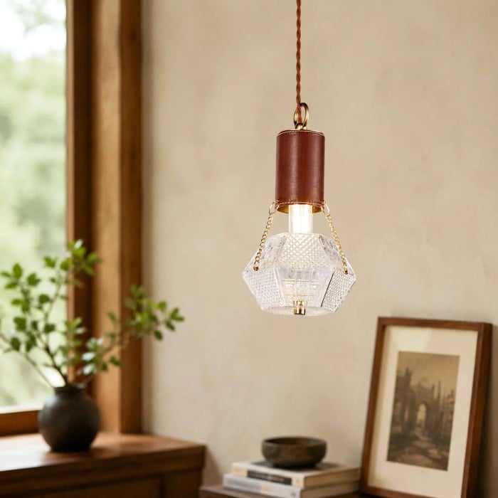 Prismatic French Leather Pendant Light HL3701