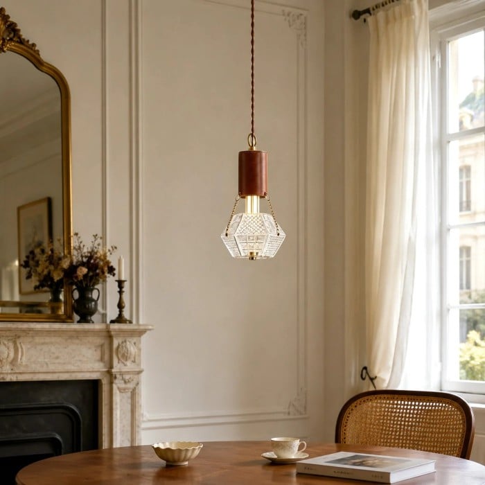 Prismatic French Leather Pendant Light HL3701
