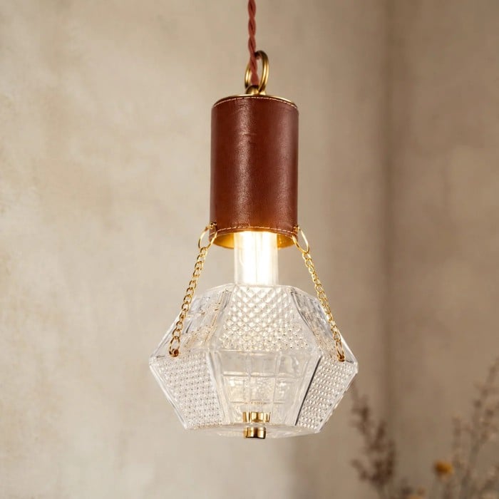 Prismatic French Leather Pendant Light HL3701
