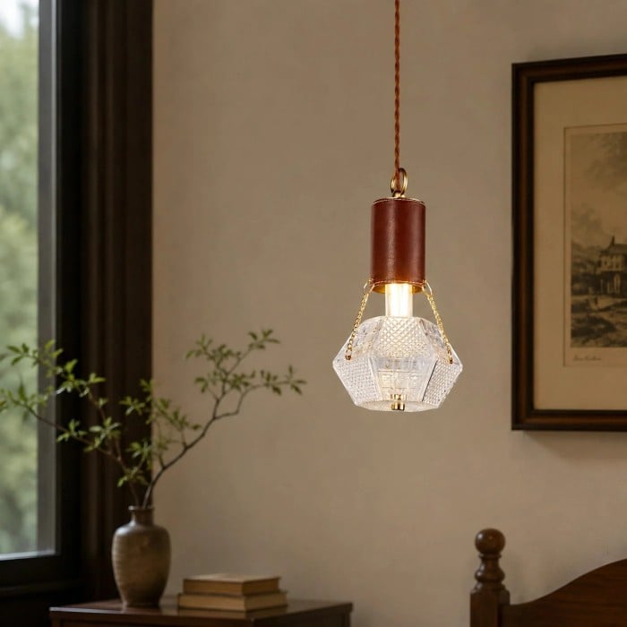 Prismatic French Leather Pendant Light HL3701