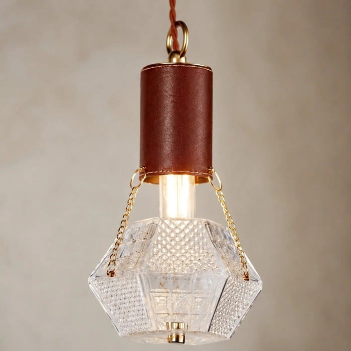 Prismatic French Leather Pendant Light HL3701