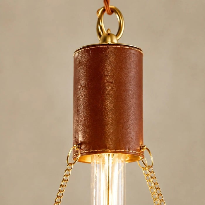 Prismatic French Leather Pendant Light HL3701