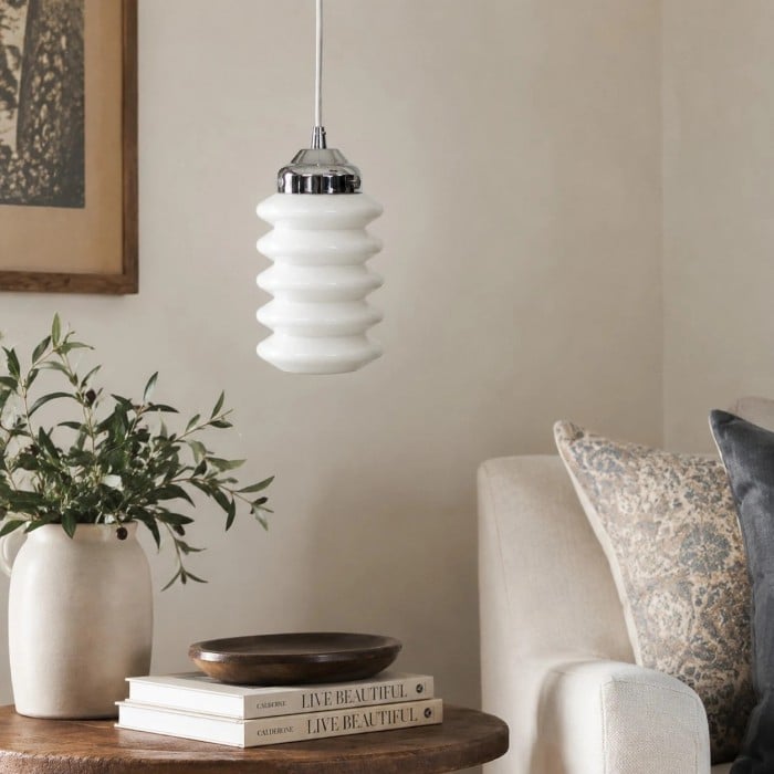 Ribbed Glass Pendant Light HL3992