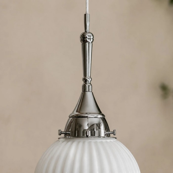 Ribbed Milk Glass Pendant Light HL3770