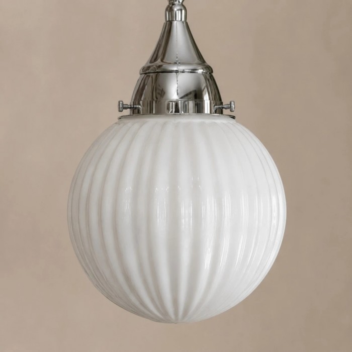 Ribbed Milk Glass Pendant Light HL3770