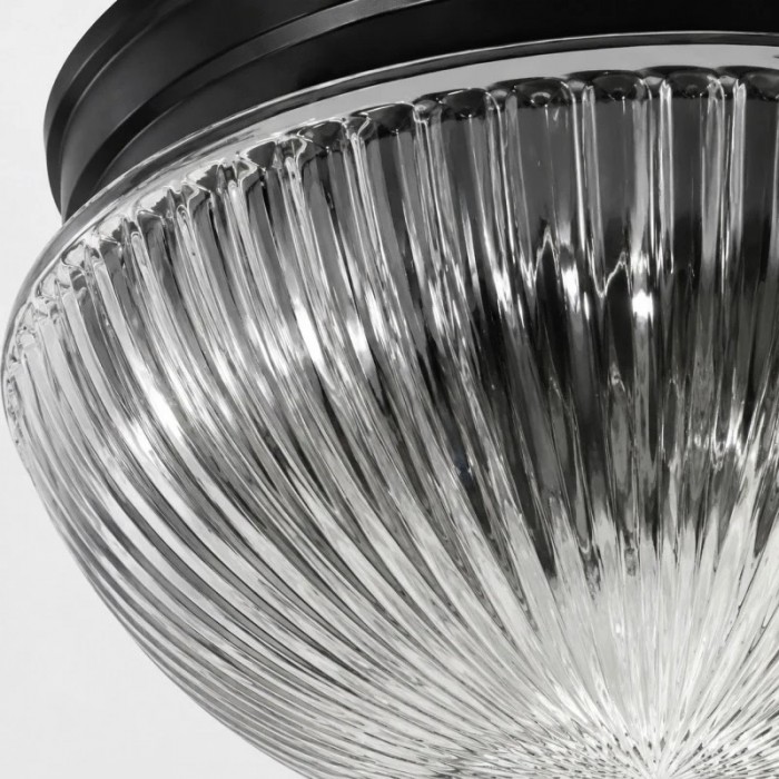 Plafondlamp HL4002 met geribbeld of opaalglas, vlak gemonteerd