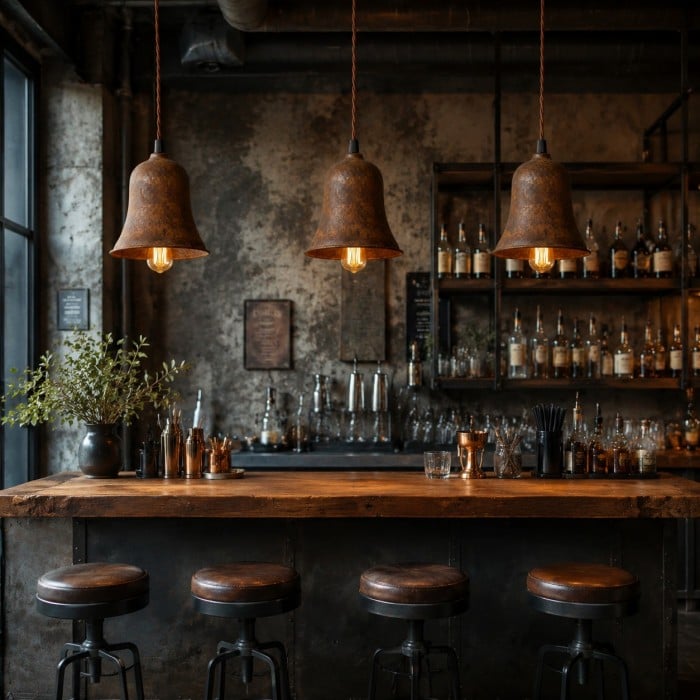 Rust Bell Shade Vintage Industrial Pendant Light for Kitchen Island HL3809