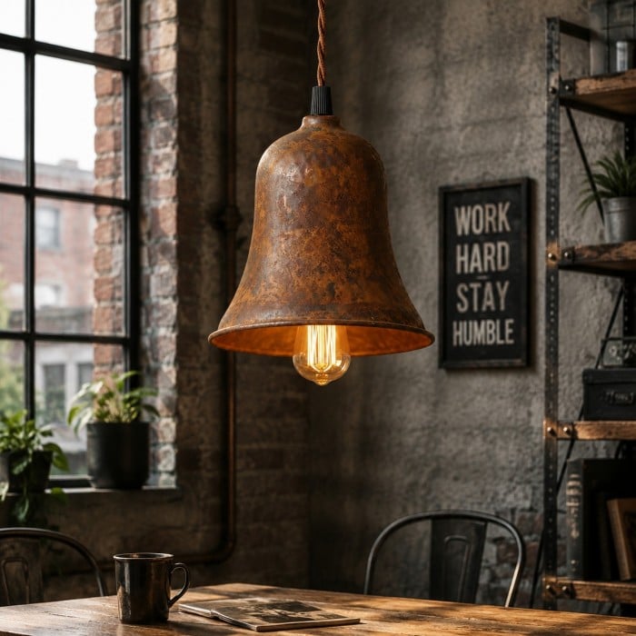 Rust Bell Shade Vintage Industrial Pendant Light for Kitchen Island HL3809