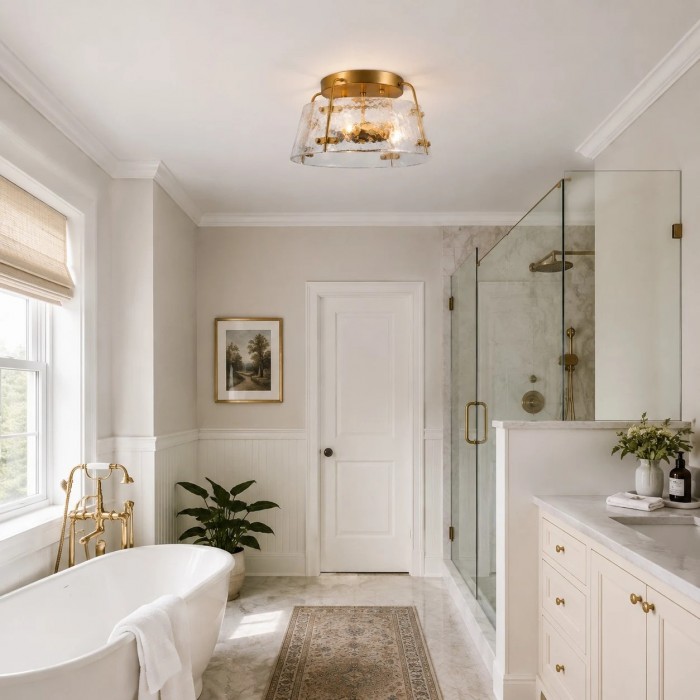 Rustieke industriële plafondlamp van helder glas, halfverzonken, voor keuken en woonkamer HL3750