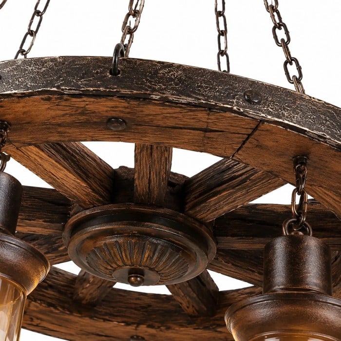 Rustieke industriële hanglamp van massief hout, collectie HL3751