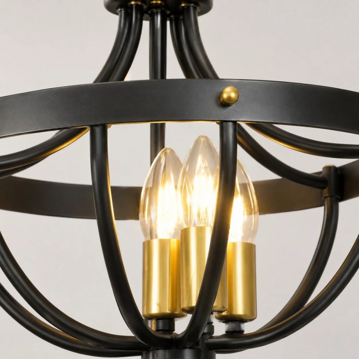 Rustieke metalen kooi plafondlamp HL3912