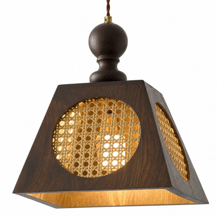 Rustieke geweven hanglamp, donkerhouten plafondlamp voor keukeneiland, bar, hal en studeerkamer HL3937