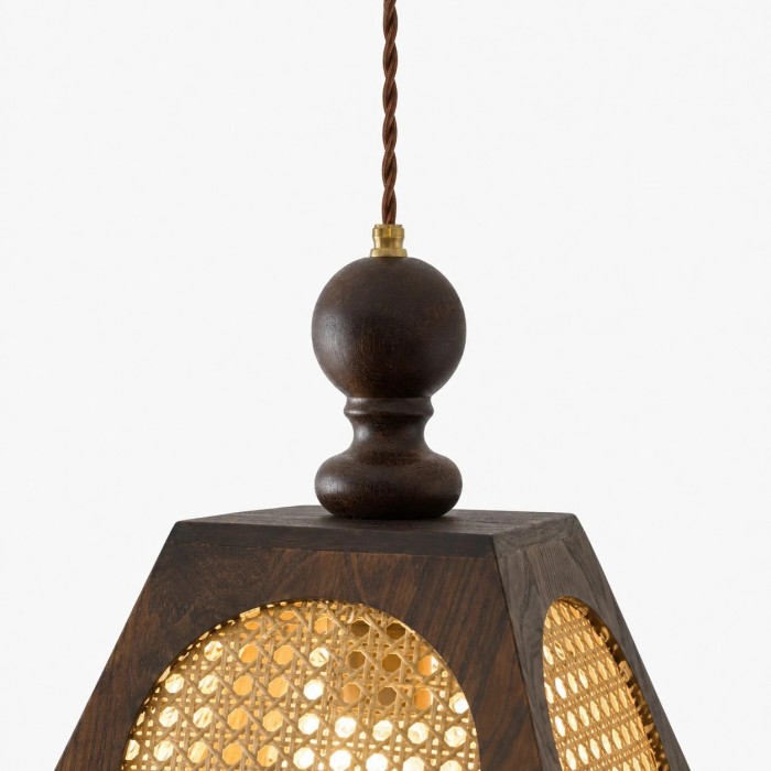 Rustieke geweven hanglamp, donkerhouten plafondlamp voor keukeneiland, bar, hal en studeerkamer HL3937