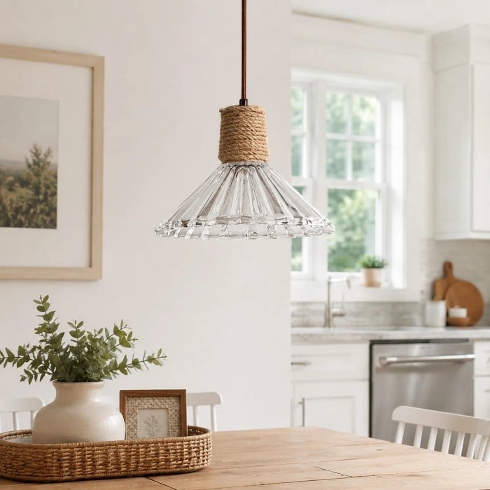 Collection de suspensions en verre tressé rustique HL3935