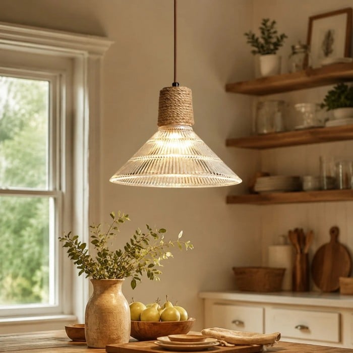 Collection de suspensions en verre tressé rustique HL3935