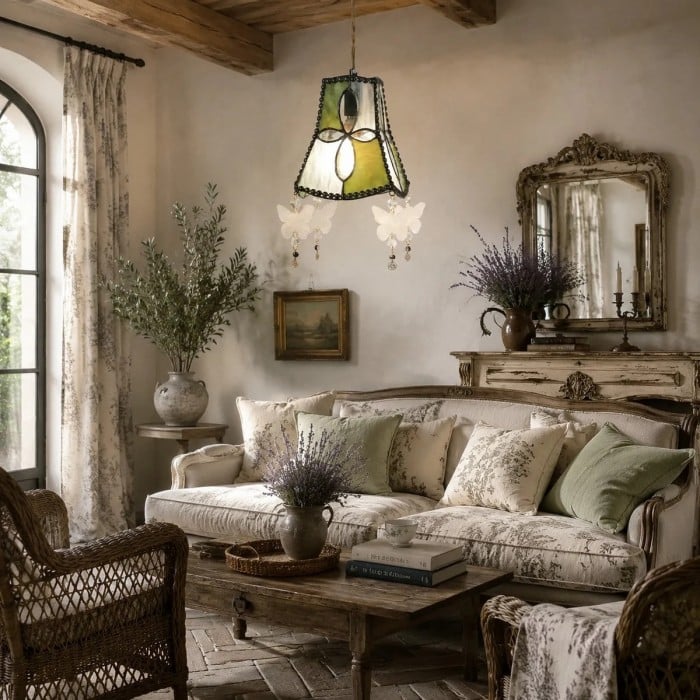 Hanglamp met schelp- en vlindermotief HL3991