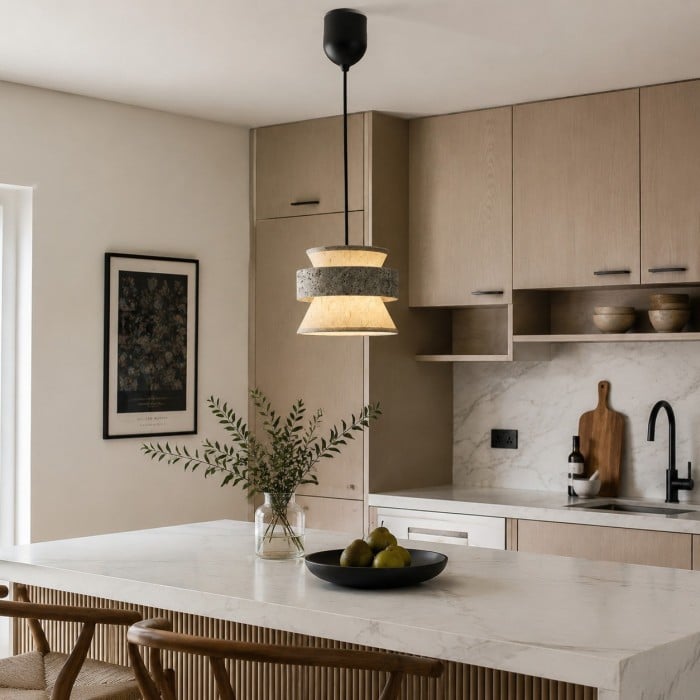 Lampa wisząca z papieru ryżowego o fakturze srebrnego kamienia HL3898