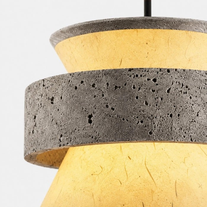 Lampa wisząca z papieru ryżowego o fakturze srebrnego kamienia HL3898