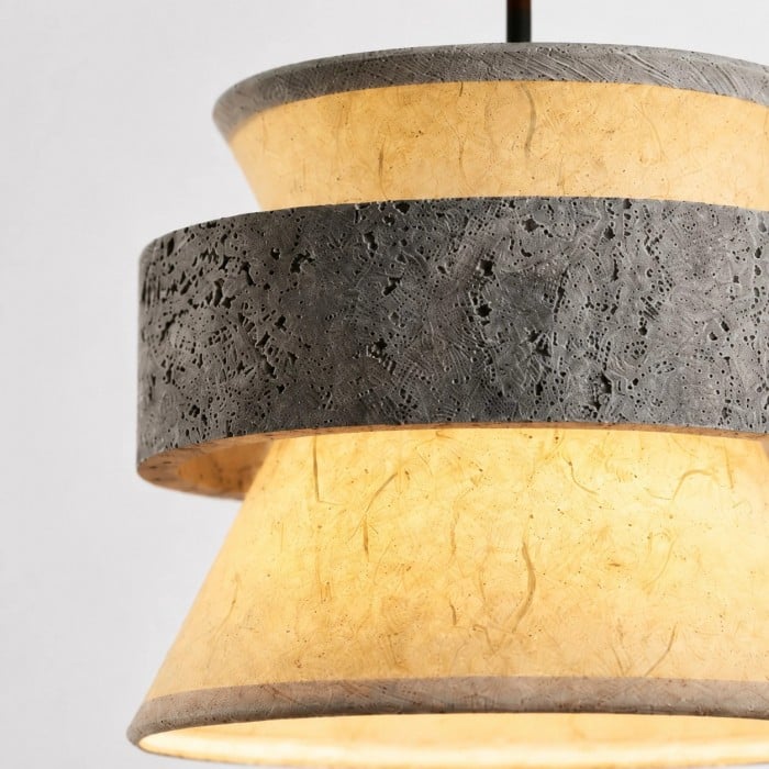 Lampa wisząca z papieru ryżowego o fakturze srebrnego kamienia HL3898