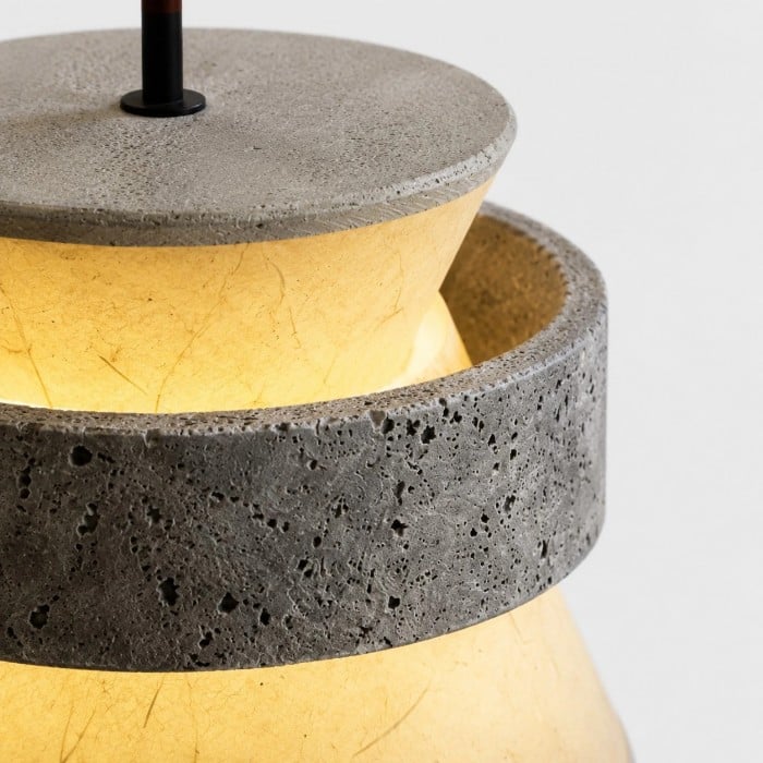 Lampa wisząca z papieru ryżowego o fakturze srebrnego kamienia HL3898
