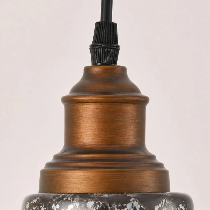 Pendelleuchte HL3950 aus rauchgrauem Glas und gebürstetem Bronzemetall