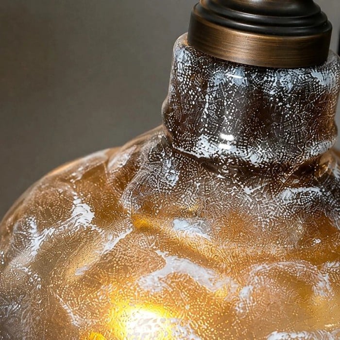 Pendelleuchte HL3950 aus rauchgrauem Glas und gebürstetem Bronzemetall