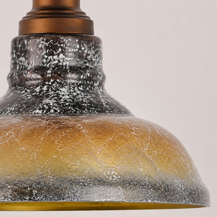 Pendelleuchte HL3950 aus rauchgrauem Glas und gebürstetem Bronzemetall
