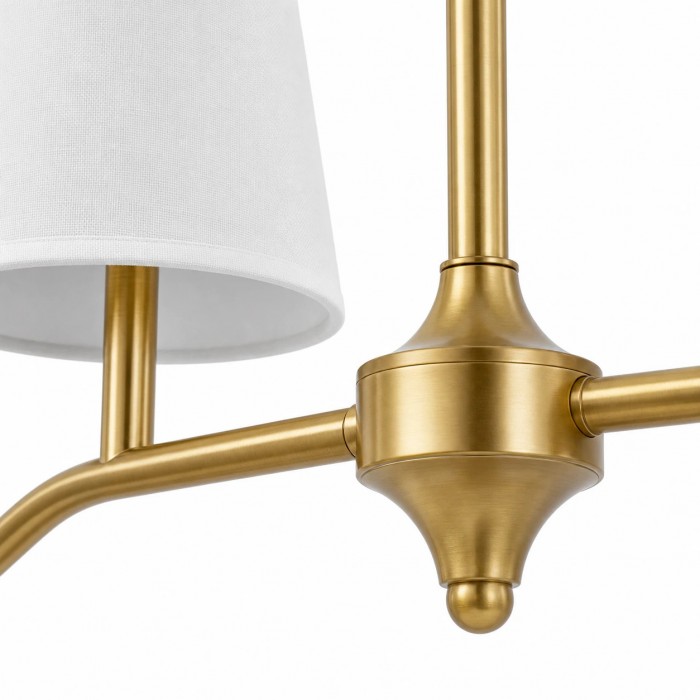 Strellux Linearer Kronleuchter mit weißen Stoffschirmen – Messing und Schwarz im Vintage-Stil für Esszimmer HL4057