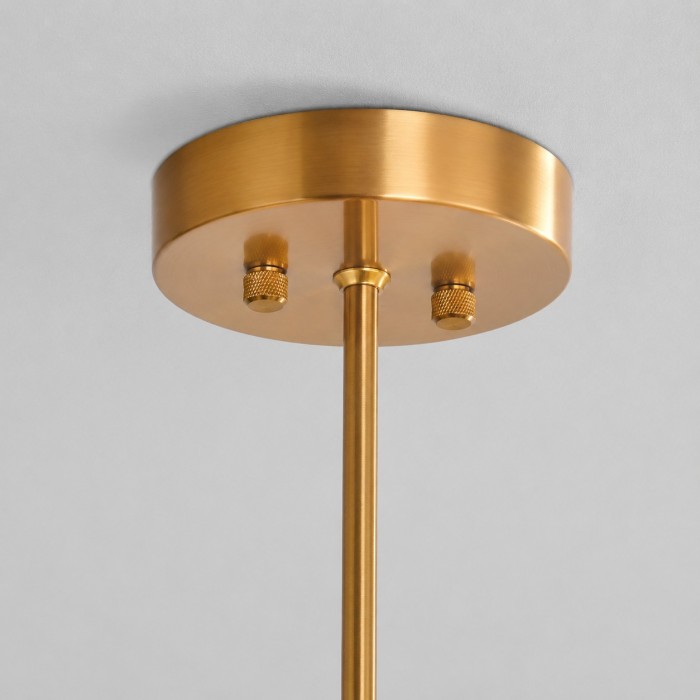 Żyrandol Tela Drum Shade z abażurem materiałowym i mosiężną ramą – metalowy styl przejściowy do salonów HL3906