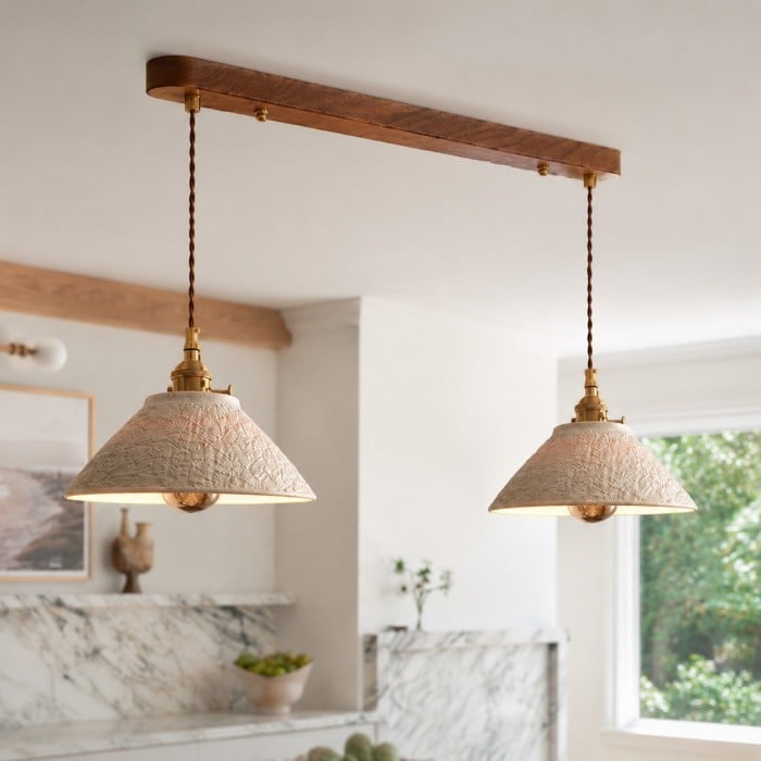 Teksturowana lampa wisząca z miedzi ceramicznej HL3821