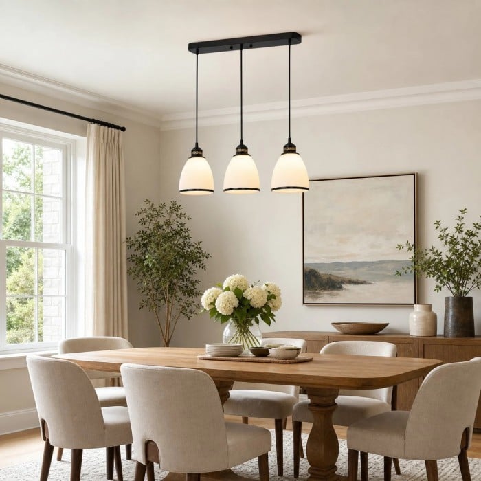 Trzygłowicowa lampa wisząca ze szkła HL3890