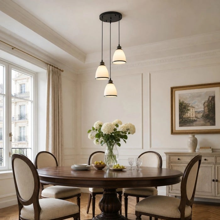 Trzygłowicowa lampa wisząca ze szkła HL3890